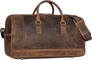 شنطة سفر جلدية من ستيلورد "ادسون" لعطلة نهاية الاسبوع للرجال والنساء، شنطة يد كلاسيكية من القماش الخشن شنطة يد رياضية حقيبة كتف جلدية للسفر، كاليه - بني، L