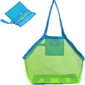 حقائب العاب رمال الشاطئ الشبكية من لونيميا، شنط شاطئ كبيرة، شنطة تخزين قابلة للطي، شنطة نزهة للبقالة، مستلزمات حمام السباحة الرملي، شنطة ظهر للنزهات