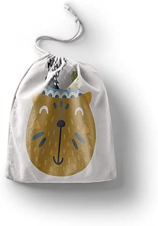 بوناميزون شنطة منتجات قطنية مطبوعة مع رباط، شنطة بقالة قابلة لاعادة الاستخدام، اكياس صديقة للبيئة وقابلة للتحلل البيولوجي، شنطة سفر، شنط تسوق، صديقة للبيئة، قابلة للطي، المقاس: 20×30 سم