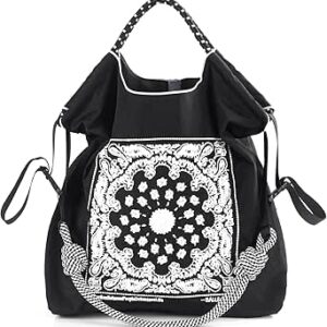 شنطة توت للشاطئ مطرزة بتصميم كرة وسلسلة - انيقة وواسعة ومثالية للنساء والامهات والاصدقاء هدية رائعة.