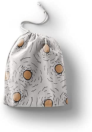 بوناميزون شنطة منتجات قطنية مطبوعة مع رباط، شنطة بقالة قابلة لاعادة الاستخدام، اكياس صديقة للبيئة وقابلة للتحلل البيولوجي، شنطة سفر، شنط تسوق، صديقة للبيئة، قابلة للطي، المقاس: 20×30 سم