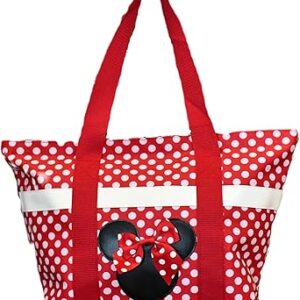 شنطة توت للسفر بسحاب مطبوع عليها ايقونة ميكي وميني ماوس من ديزني, أحمر, One Size