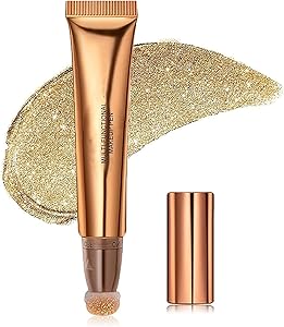 عصا تجميل كونتور وكونتور سائلة، قلم هايلايتر وبرونزر مع اداة توزيع مرفقة، سهلة المزج، ناعمة تدوم طويلا وطبيعية غير لامعة (ذهبي)