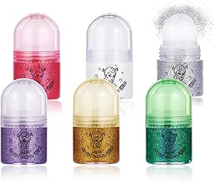 عبوة من 6 قطع من ملمع الجسم من انمارت، جل لامع للجسم بلون فضي وذهبي وابيض وارجواني، مكياج جليتر للجسم للوجه والشعر والشفاه، مستحضرات تجميل لامعة من الترتر للمهرجانات، طلاء وجه لامع بالترتر