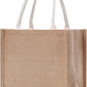 شنط من الخيش، شنط توت من الخيش مع مقابض ناعمة، شنط تسوق قابلة لاعادة الاستخدام للنساء في الصيف والشاطئ والسفر