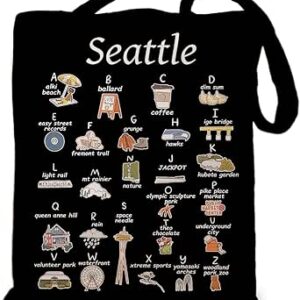 شنطة يد قماشية سياتل واشنطن من جيبويايا، شنطة كتف سياتل هدية تذكارية للنساء والاصدقاء والاخت واعياد الميلاد والكريسماس، شنطة تسوق قابلة لاعادة الاستخدام 6JT309