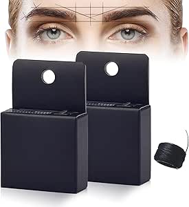 خيط حواجب مصبوغ مسبقًا، خيط رسم الحواجب لرسم الحواجب مايكروبلايد لرسم الحواجب وشم الحواجب بلون اسود من قطعتين