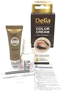 ديليا كوزماتيكس - صبغة حواجب - بني غامق - قوام كريمي - تاثير يدوم طويلا لمدة تصل الى 15 يوم - خالية من الامونيا - مجموعة تلوين الحواجب - 15 مل