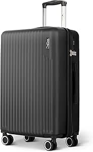 شنطة سفر فاكاي 24 انش من لاج، مصنوعة من مادة ABS مع قفل المسافة البادئة تي اس ايه، مقبض عربة من الالومنيوم، عجلات دوارة 360 درجة، مادة مقاومة للماء ومتينة - متوافقة مع شركات الطيران (65 × 25 × 44 سم)