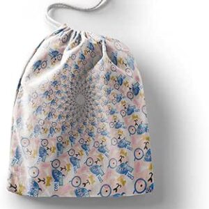 بوناميزون شنطة منتجات قطنية مطبوعة مع رباط، شنطة بقالة قابلة لاعادة الاستخدام، اكياس صديقة للبيئة وقابلة للتحلل البيولوجي، شنطة سفر، شنط تسوق، صديقة للبيئة، قابلة للطي، المقاس: 20×30 سم