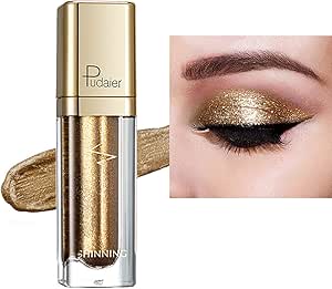 ظلال عيون سائل لامع، قلم تحديد عيون لامع لامع يدوم طويلا ومقاوم للماء وسريع الجفاف (ذهبي)