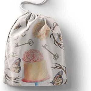 بوناميزون شنطة منتجات قطنية مطبوعة مع رباط، شنطة بقالة قابلة لاعادة الاستخدام، اكياس صديقة للبيئة وقابلة للتحلل البيولوجي، شنطة سفر، شنط تسوق، صديقة للبيئة، قابلة للطي، المقاس: 12×15 سم، قماش