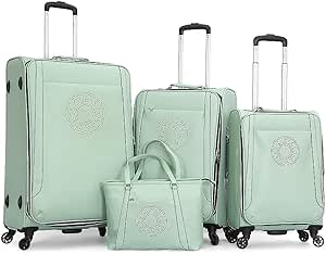 شنط سفر مرنة مزودة بعجلات من جيس مجموعة 3 قطع شنطة كتف للنساء ساغا L : 79/66/57cmW : 49/42/36cmD : 33/27/22cm جلد البولي يوريثان متعدد الألوان