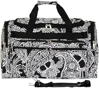 حقيبة رياضية مطبوع عليها World Traveler Fashion Prints 48.26 سم ، بيزلي أسود أبيض، بيزلي بيزلي، طباعة عصرية 48.26 سم حقيبة دافل, بلاك وايت بيزلي