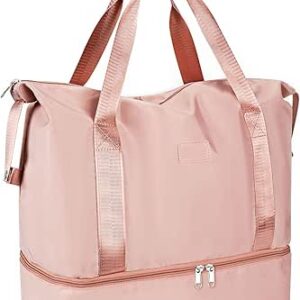 شنطة دفل للسفر مع جيب مفتوح لشنطة بعجلات، شنطة صالة العاب رياضية مفصولة للاغراض الرطبة والجافة مضادة للماء للتسوق ونهاية الاسبوع والمستشفى للنساء والرجال سعة 36 لتر من ميكينج تك