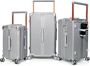 مورانو طقم شنط سفر فايبر اركان المنيوم ثلاثة قطع 28 انش و 24 انش و 20 انش لكبينة الطائرة (فضي)