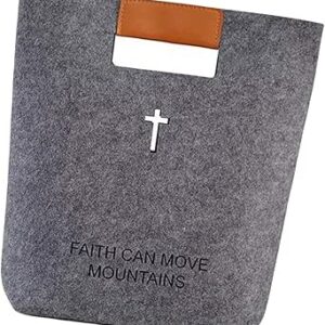 شنطة حمل للكتاب المقدس بمقبض محمول من هوفو، شنطة توتس منظمة متينة من اللباد للكتاب المقدس للرجال والنساء، رمادي