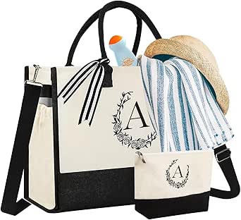 حقيبة كبيرة توتس مزينة بالزهور من اليلاروكر مع حقيبة مكياج، حقيبة قماشية كبيرة للشاطئ والسفر للأمهات والجدات