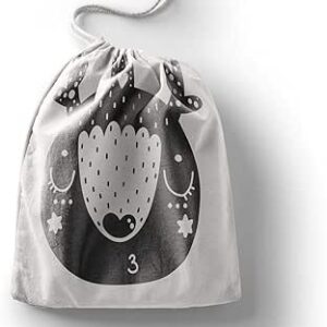 بوناميزون شنطة منتجات قطنية مطبوعة مع رباط، شنطة بقالة قابلة لاعادة الاستخدام، اكياس صديقة للبيئة وقابلة للتحلل البيولوجي، شنطة سفر، شنط تسوق، صديقة للبيئة، قابلة للطي، المقاس: 20×30 سم، قماش