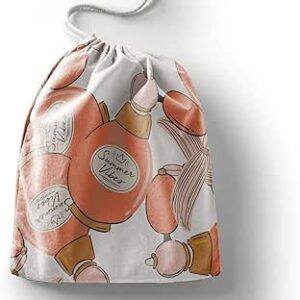 بوناميزون شنطة منتجات قطنية مطبوعة مع رباط، شنطة بقالة قابلة لاعادة الاستخدام، اكياس صديقة للبيئة وقابلة للتحلل البيولوجي، شنطة سفر، شنط تسوق، صديقة للبيئة، قابلة للطي، المقاس: 12×15 سم، قماش