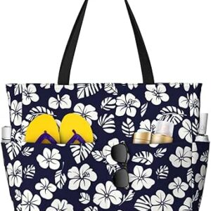 شنطة توت للشاطئ للنساء من بي جيه كيو، شنطة شاطئ مقاومة للماء والرمل، شنطة سفر كبيرة عصرية لحمام السباحة وصالة الالعاب الرياضية مع شنطة مبللة