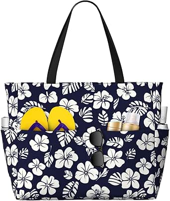 شنطة توت للشاطئ للنساء من بي جيه كيو، شنطة شاطئ مقاومة للماء والرمل، شنطة سفر كبيرة عصرية لحمام السباحة وصالة الالعاب الرياضية مع شنطة مبللة