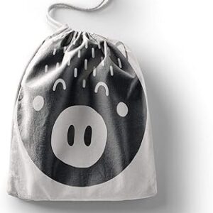 بوناميزون شنطة منتجات قطنية مطبوعة مع رباط، شنطة بقالة قابلة لاعادة الاستخدام، اكياس صديقة للبيئة وقابلة للتحلل البيولوجي، شنطة سفر، شنط تسوق، صديقة للبيئة، قابلة للطي، المقاس: 20×30 سم