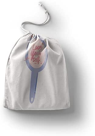 بوناميزون شنطة منتجات قطنية مطبوعة مع رباط، شنطة بقالة قابلة لاعادة الاستخدام، اكياس صديقة للبيئة وقابلة للتحلل البيولوجي، شنطة سفر، شنط تسوق، صديقة للبيئة، قابلة للطي، المقاس: 20×30 سم