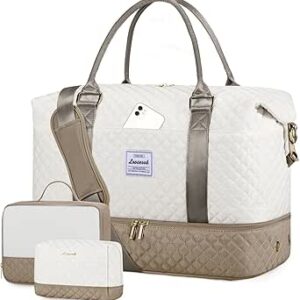 لوف شنطة سفر لعطلة نهاية الاسبوع للنساء، شنطة حمل ليلية مع جيب للحذاء، شنطة دفل للسفر وصالة الالعاب الرياضية واليوغا وصالة الالعاب الرياضية مع جيب مبلل، شنط مستشفى للعمل والولادة، مجموعة من 3 قطع