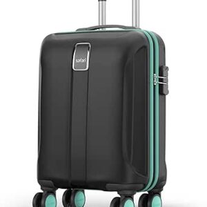 سفاري شنطة سفر صغيرة نيو بـ8 عجلات مقاس 55 سم من ثوريوم نيو بهيكل صلب من البولي كربونات بنظام عجلات 360 درجة، شنط سفر للسفر بلون اسود