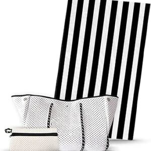 VITAMIN SEA Neoprene Tote Bag | Waterproof Beach Bag | Beach Tote Waterproof Sandproof | Neoprene Bag with Towel