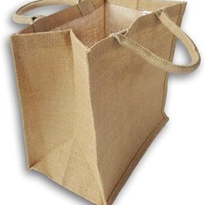 شنطة توت من الجوت بتصميم ريفي للحرف اليدوية والهدايا وغيرها - قطعة واحدة - 12 × 12 × 8 انش