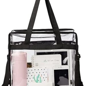 شنطة توت شفافة 12×12×6 معتمدة من الاستاد، شنطة امان شفافة من بلاستيك PVC للعمل والمدرسة والالعاب الرياضية والحفلات الموسيقية، اسود, أسود