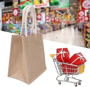 حقائب بقالة قابلة لاعادة الاستخدام، شنطة يد كلاسيكية من الجوت مع مقبض (M)