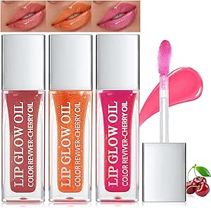 سيوسى 3 قطع من زيوت الشفاه الممتلئة، ملمع شفاه مرطب وناعم وشفاف للعناية بالشفاه وترطيب يدوم طويلا