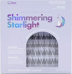 رموش صناعية مقاومة للعرق بمظهر طبيعي من شار كوزماتيكس - رموش صناعية قابلة لاعادة الاستخدام لملاءمة مريحة - ستارلايت - 36 قطعة