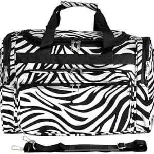 حقيبة من القماش الخشن مطبوع عليها حيوانات من وورلد ترافلر أنيمال 48.26 سم، الحمار الوحشي، طباعة الحيوانات 48.26 سم, زيبرا، البوليستر