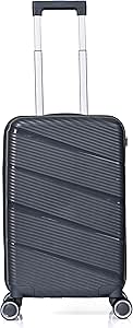 مورانو شنطة سفر محمولة مقاس 20 انش مع اربع عجلات دوارة مصنوعة من مادة البولي بروبيلين متينة مصممة بقفل امان رمادي داكن بوليستر
