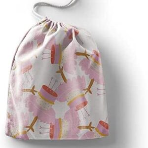 بوناميزون شنطة منتجات قطنية مطبوعة مع رباط، شنطة بقالة قابلة لاعادة الاستخدام، اكياس صديقة للبيئة وقابلة للتحلل البيولوجي، شنطة سفر، شنط تسوق، صديقة للبيئة، قابلة للطي، المقاس: 12×15 سم