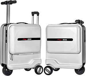 شنطة سفر كهربائية من كايجيتال مقاس 20 انش بقفل تي اس ايه مدمج تصميم قابل للركوب منفذ شحن USB سعة 24 لتر أكريلونيتريل بوتادين ستايرين ABS ابيض