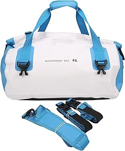 حقيبة سفر متعددة الوظائف مقاومة للماء بسعة 40 لتر، حقيبة سفر للياقة البدنية، حقيبة ظهر للدراجة قابلة للتعبئة، حقيبة دفل للسفر في الهواء الطلق (ابيض)