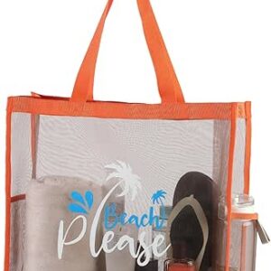 شنطة كبيرة توت شبكية للشاطئ من اوكيا، شنطة شاطئ كبيرة جدا للعطلات ورحلات الشاطئ العائلية