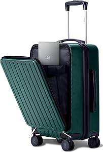 راير شنطة امتعة يدوية اصلية للطائرة، حافظة صلبة من مادة ABS مع جيب للابتوب، مقاومة للماء، قفل تي اس ايه مزدوج ولوحة اسم، 4 عجلات، 54 × 36 × 23 سم، 38 لتر، اخضر، أكريلونيتريل بوتادين ستايرين (ABS)