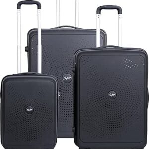 سكاي باجز مجموعة شنط سفر بجوانب صلبة من زاب، مصنوعة من مادة البولي بروبيلين مع قفل تي اس ايه | عجلات مزدوجة ناعمة 360 درجة | احزمة متقاطعة قابلة للتعديل | مقصورة - 20 انش، M - 24 انش، L - 28 انش |