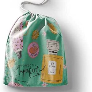 بوناميزون شنطة منتجات قطنية مطبوعة مع رباط، شنطة بقالة قابلة لاعادة الاستخدام، اكياس صديقة للبيئة وقابلة للتحلل البيولوجي، شنطة سفر، شنط تسوق، صديقة للبيئة، قابلة للطي، المقاس: 12×15 سم