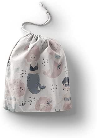 بوناميزون شنطة منتجات قطنية مطبوعة مع رباط، شنطة بقالة قابلة لاعادة الاستخدام، اكياس صديقة للبيئة وقابلة للتحلل البيولوجي، شنطة سفر، شنط تسوق، صديقة للبيئة، قابلة للطي، المقاس: 20×30 سم، قماش