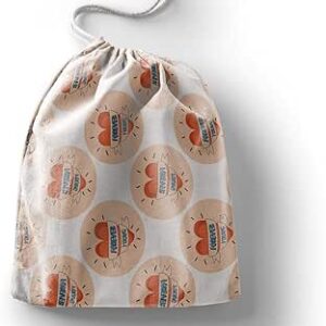بوناميزون شنطة منتجات قطنية مطبوعة مع رباط، شنطة بقالة قابلة لاعادة الاستخدام، اكياس صديقة للبيئة وقابلة للتحلل البيولوجي، شنطة سفر، شنط تسوق، صديقة للبيئة، قابلة للطي، المقاس: 12×15 سم، قماش