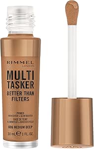 ريميل برايمر للبشرة 3 في 1 افضل من المرشحات معزز للتوهج وهايلايتر للحصول على توهج طبيعي ناعم غني بفيتامينات C نباتي ولم يتم اختباره الحيوانات 006 متوسط عميق، متعدد الألوان