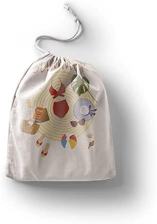 بوناميزون شنطة منتجات قطنية مطبوعة مع رباط، شنطة بقالة قابلة لاعادة الاستخدام، اكياس صديقة للبيئة وقابلة للتحلل البيولوجي، شنطة سفر، شنط تسوق، صديقة للبيئة، قابلة للطي، المقاس: 20×30 سم، قماش