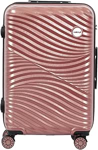 بيج ديزاين شنطة سفر بهيكل صلب 100% من مادة ABS مع عجلة دوارة 360 درجة مع نظام قفل تي اس ايه من مودز اب، خفيفة الوزن، لون ذهبي وردي، 20 انش